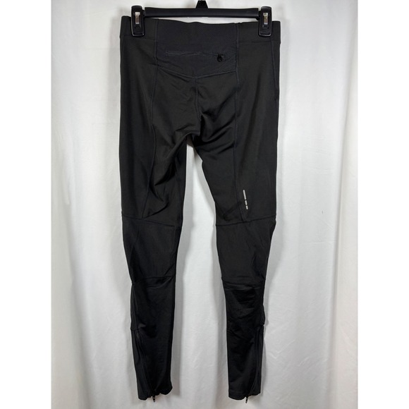 Salomon ActiLite Womens Running Leggings Black Zip Pocket Ankle Zips Size M - Picture 3 of 5